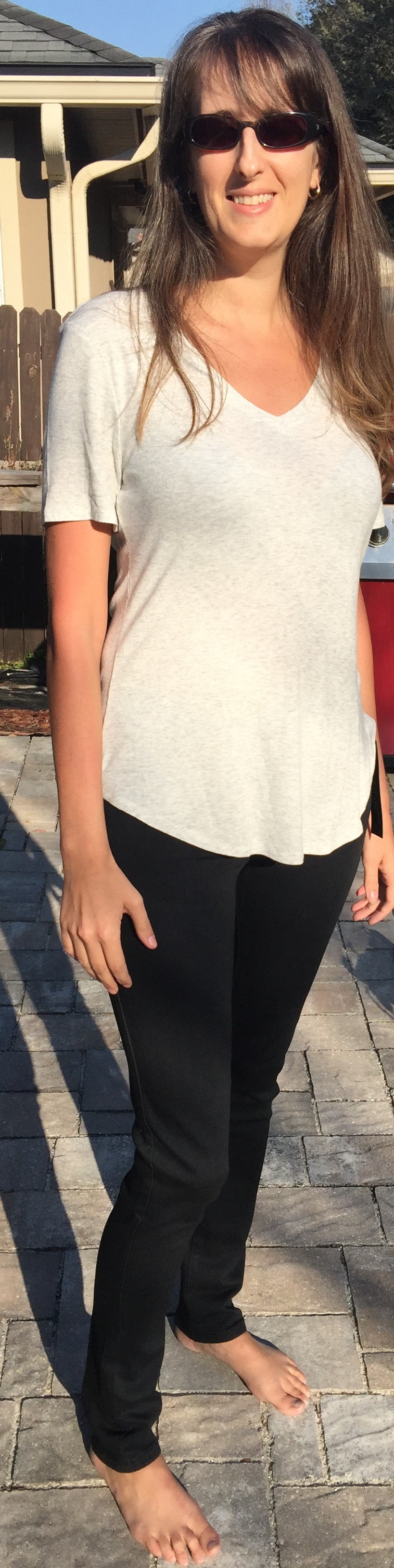 Market & Spruce Cammy Deep V-Neck Ribbed Knit Top and Liverpool Mira Skinny Jean- Black